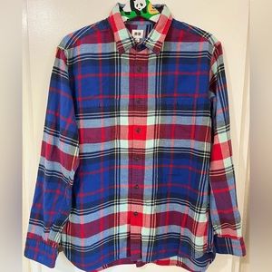 UNIQLO FLANNEL BUTTON UP SHIRT SIZE LARGE BLUE RED